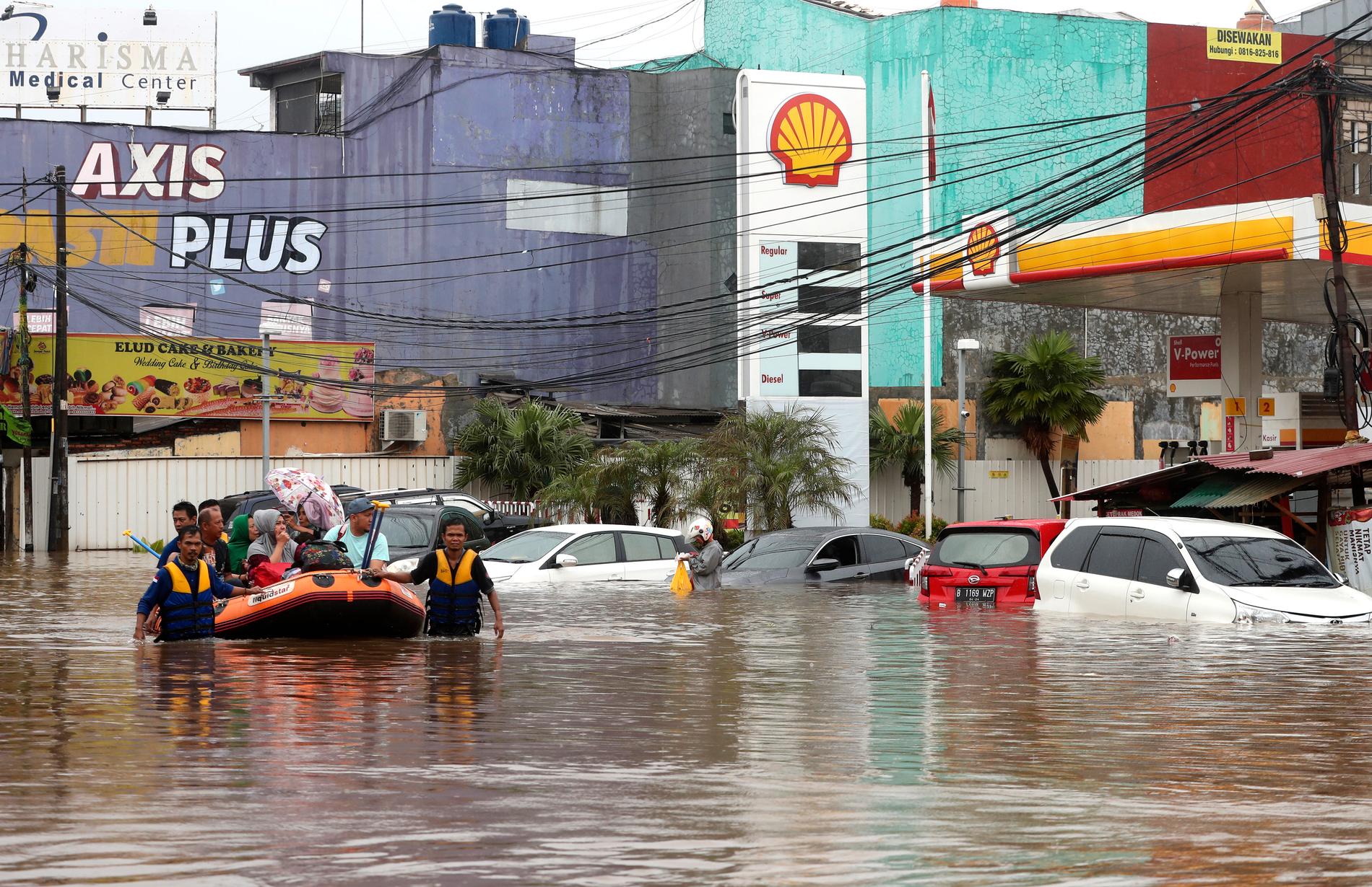 Översvämningar i Jakarta. Bild från nyårsdagen.