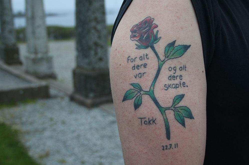 Ivars tatuering, som han kallar sitt eget minnesmärke över den tragiska dagen.