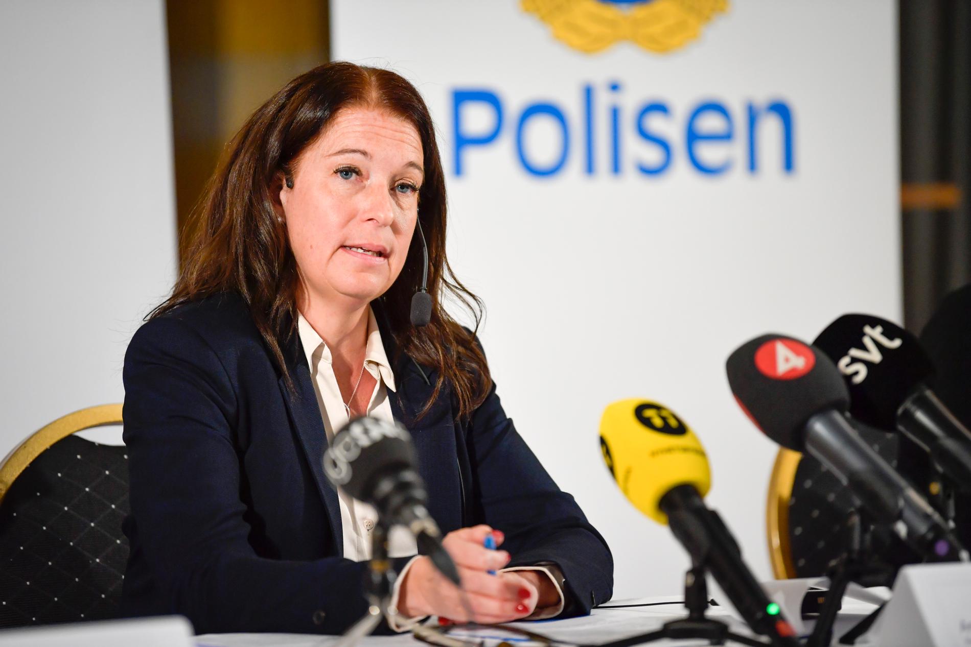 Kammaråklagare Anna Lander under pressträff med anledning av att åtal väcktes i målet som rör den döda treåringen i Norrköping