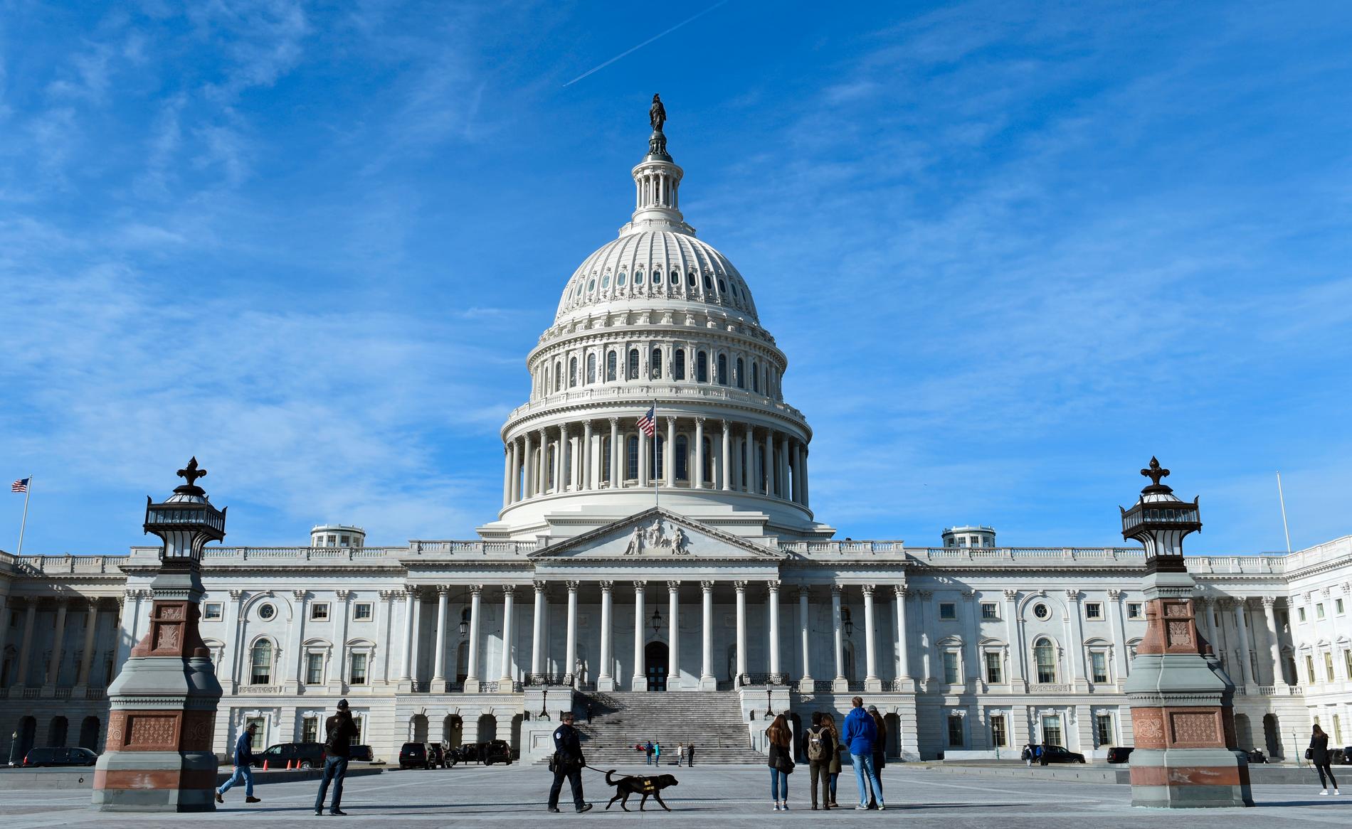 Kongressbyggnaden Kapitolium, där senaten och representanthuset har sina säten, i Washington DC.