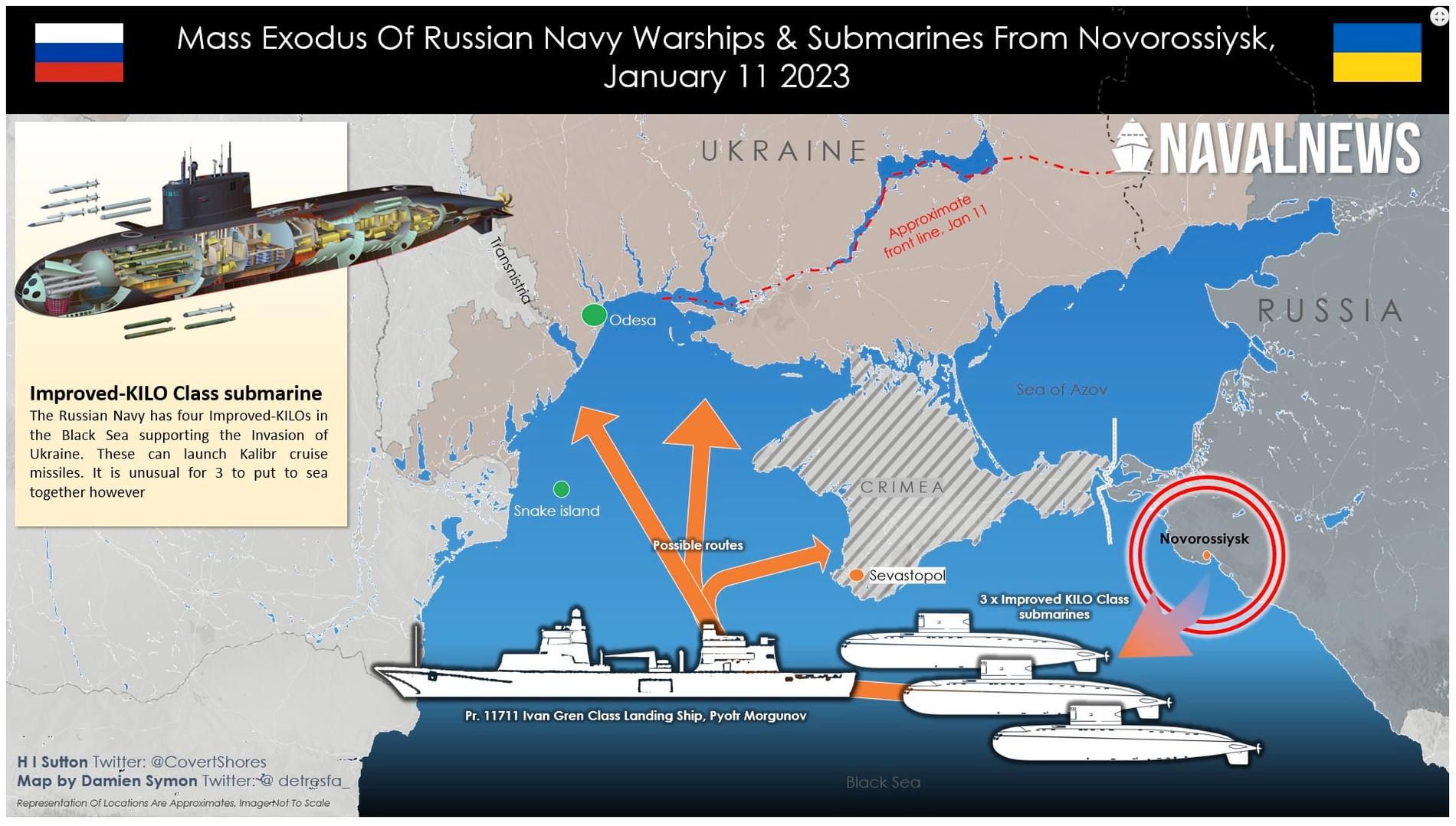 Sjöfartstidningen Naval News illustration av fartygsförflyttningen i onsdags.