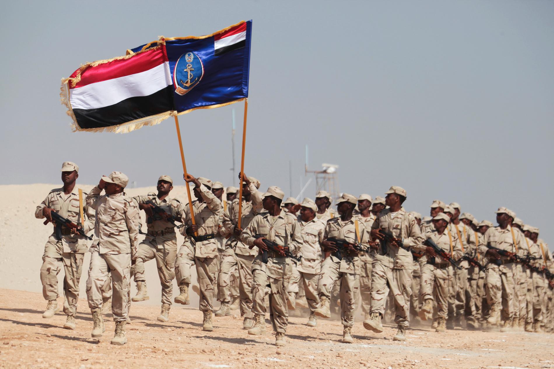 Jemenitiska soldater i Mukalla i november.