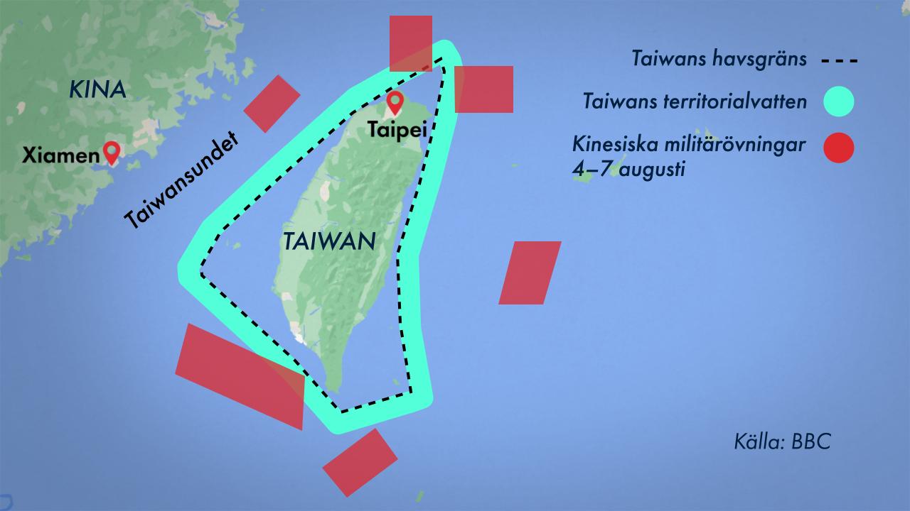 Kinas övningar runt hela Taiwan och är den största någonsin runt ön.