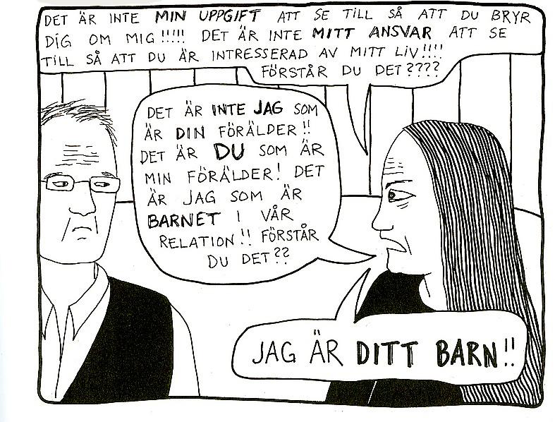Bild ur Åsa Grennvalls seriebok "Jag håller tiden".