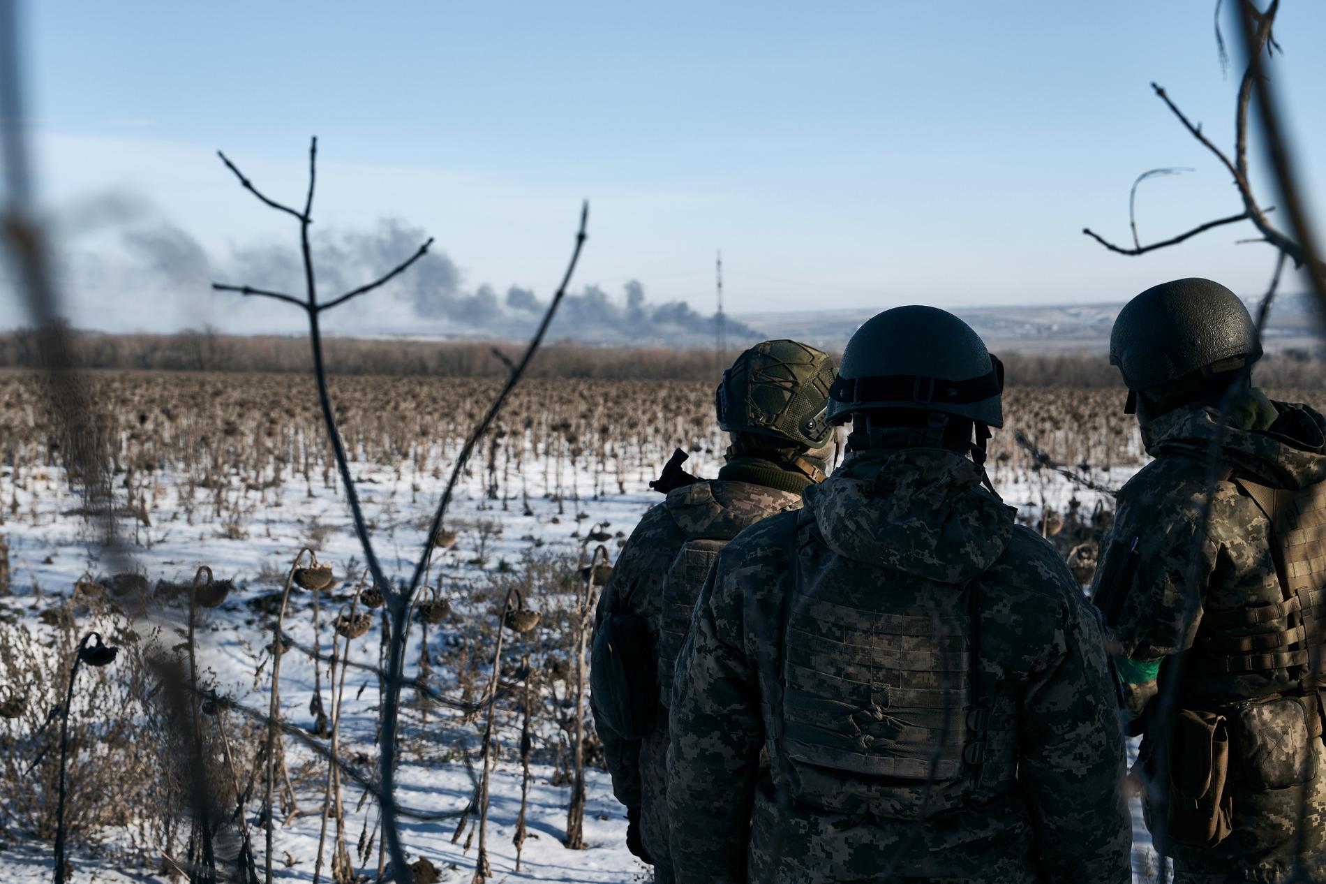 Ukrainska soldater nära Soledar.