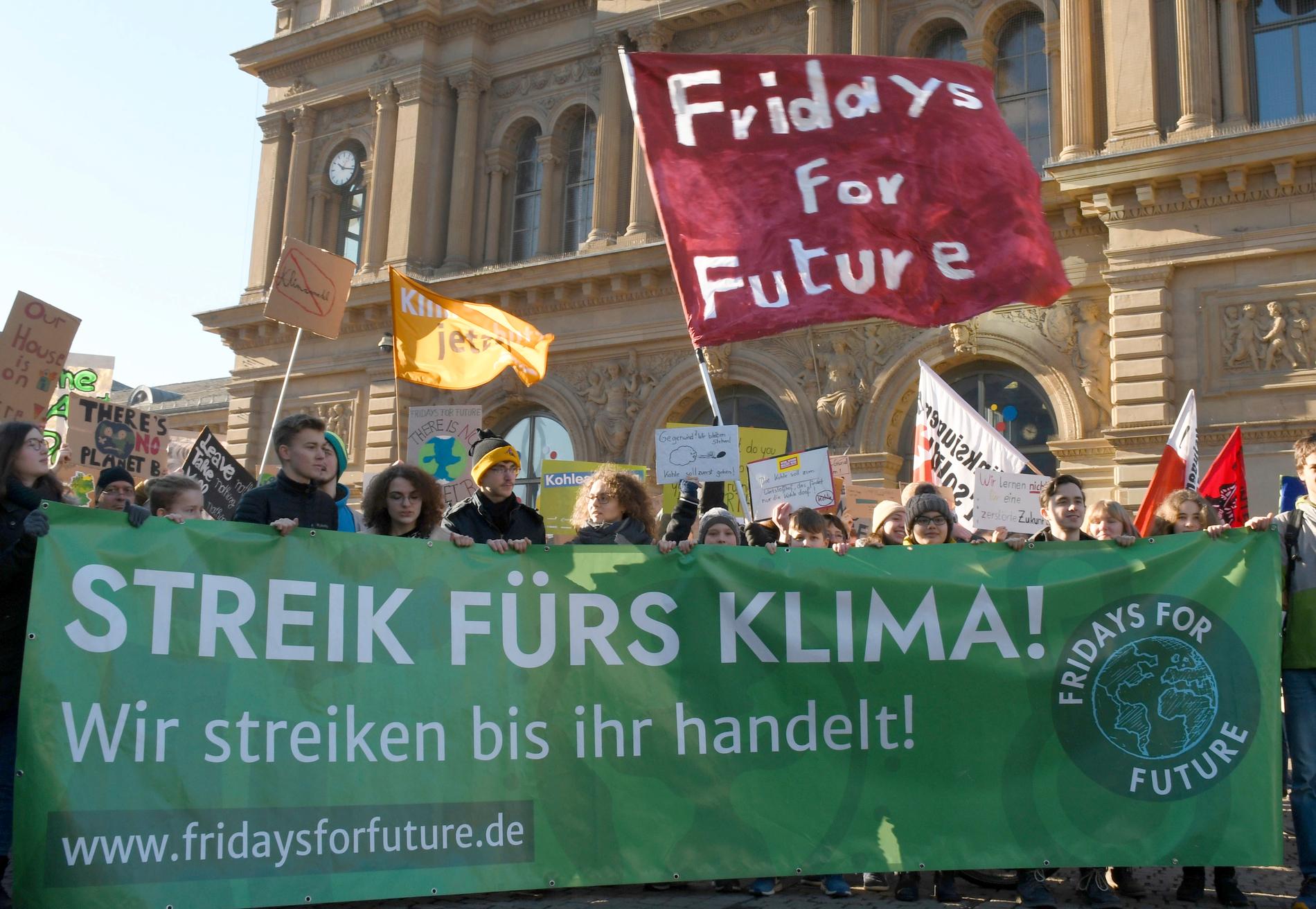 Elever i tyska Mainz "strejkar" för klimatet.
