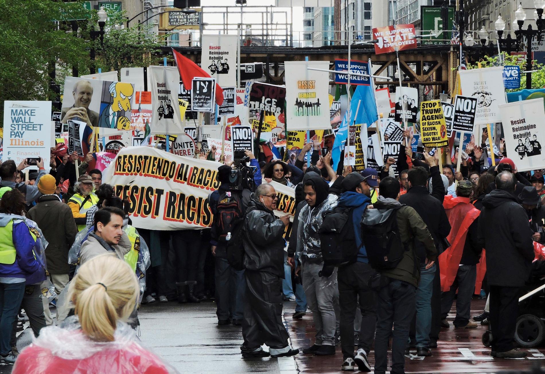 Demonstrationer mot president Donald Trumps invandringspolitik i staden Chicago tidigare i år.
