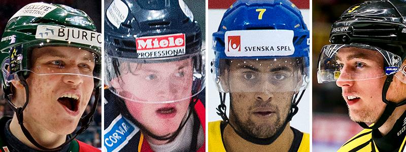 Max Görtz, Linus Arnesson, Oliver Kylington och Christian Djoos är fyra av de 28 svenskar som inte fått spela alls i NHL.