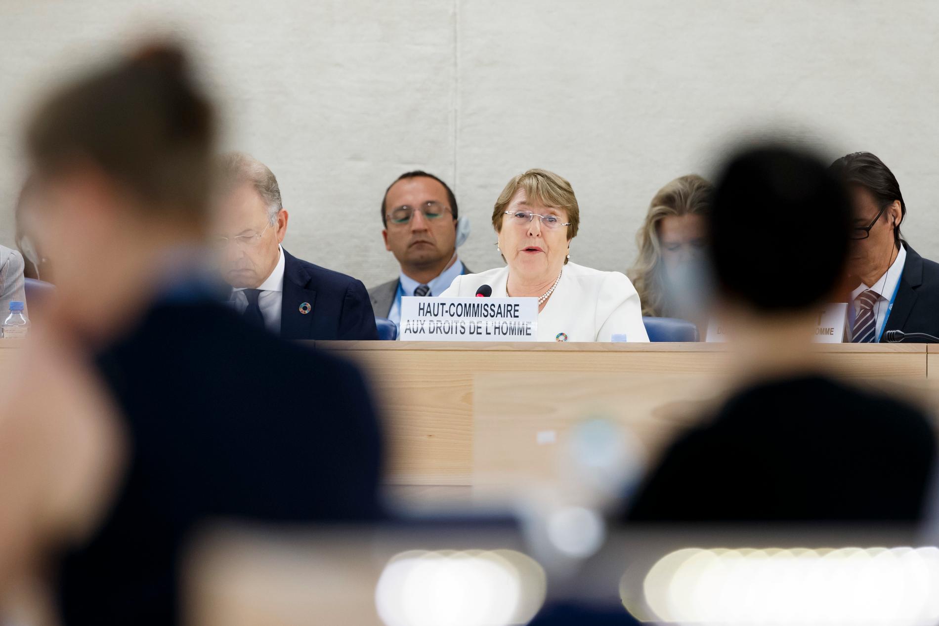 Michelle Bachelet under sitt första tal inför FN:s råd för mänskliga rättigheter i Genève, Schweiz.