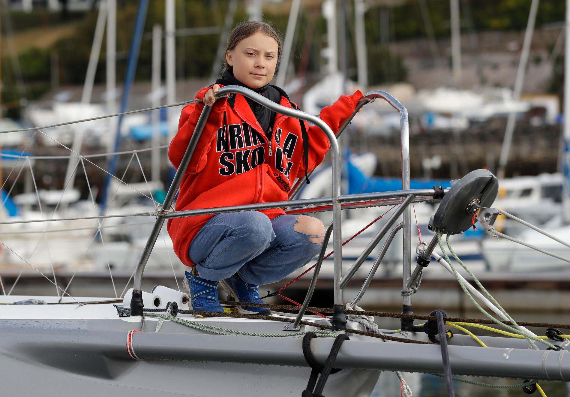 Greta Thunberg ska segla över Atlanten till USA.