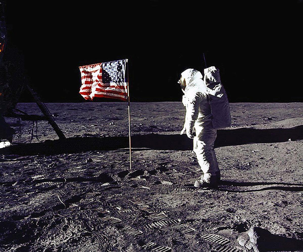 Buzz Aldrin på månen 1969.