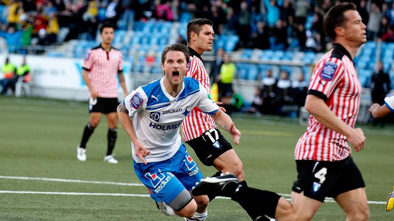målet och vrålet Ett mot Helsingborg, ett mot Sundsvall – och i går två fullträffar mot Malmö FF. Gunnar Heidar Thorvaldsson trivs allra bäst hemma på parken. Här jublar han efter 2–1-målet.