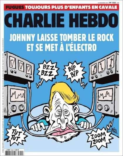 Omslaget med den cancersjuke rockstjärnan Johnny Halliday väckte ont blod i Frankrike