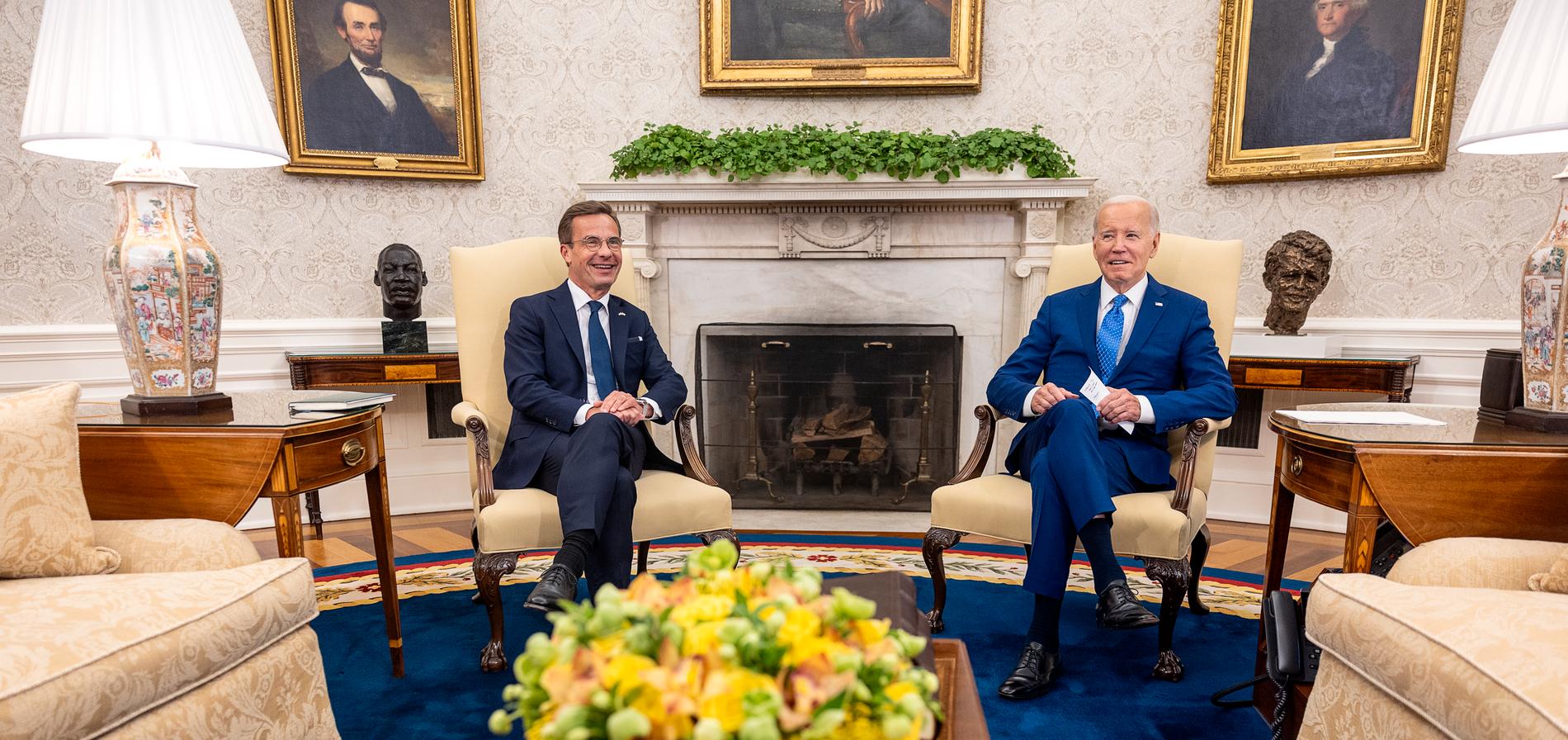 Statsminister Ulf Kristersson träffade Joe Biden, mindre än en vecka före Natotoppmötet i Vilnius.