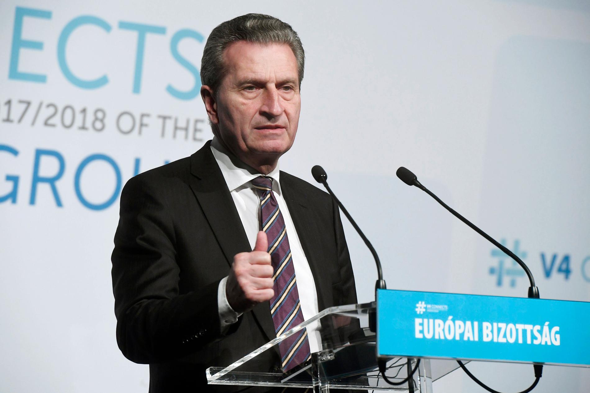 EU:s budgetkommissionär Günther Oettinger. Arkivfoto.