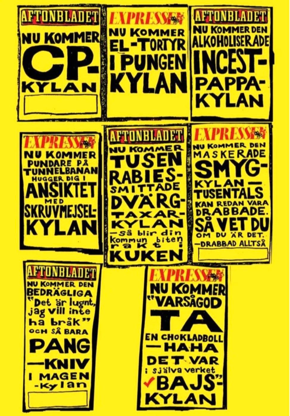 Affischen som blev Lundkvists väg in som tecknare i Aftonbladet.