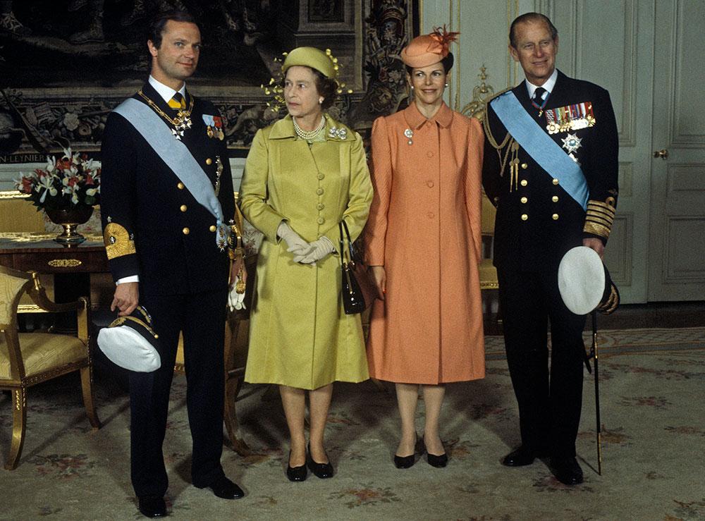 Brittiska drottning Elizabeth på statsbesök i Sverige tillsammans med sin man prins Philip 1983. 
