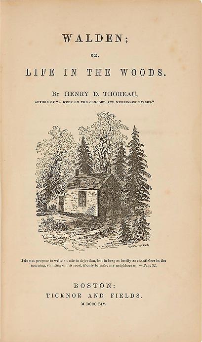 Omslaget till förstautgåvan av Thoreaus klassiska bok ”Walden” från 1854. 