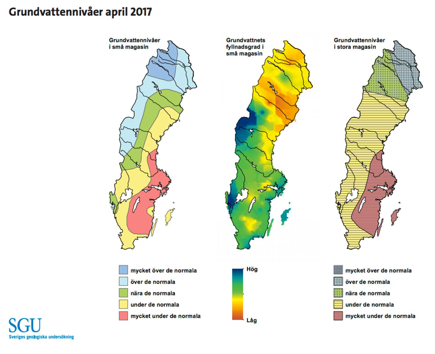 Grundvattennivåer i April.