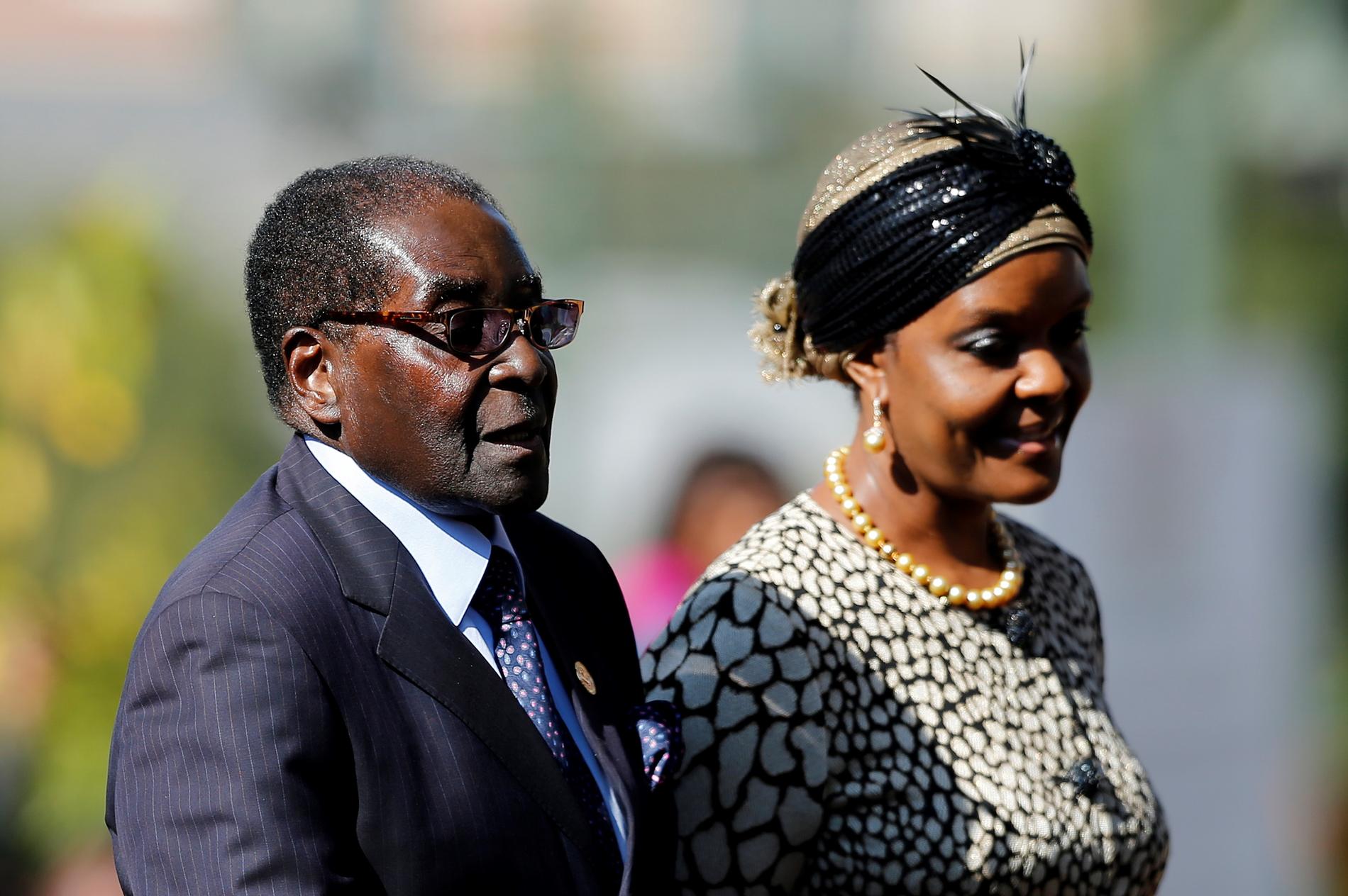 Robert Mugabe och hans fru Grace Mugabe. 