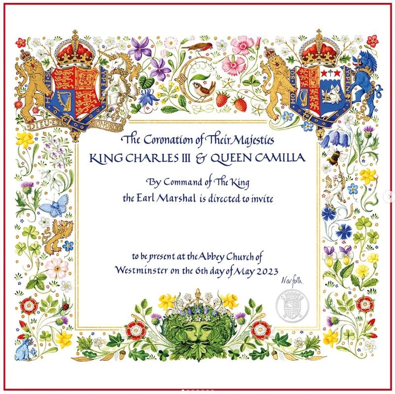 Kung Charles inbjudningskort till kröningen har skickats ut. Den är full av spännande symboler. 