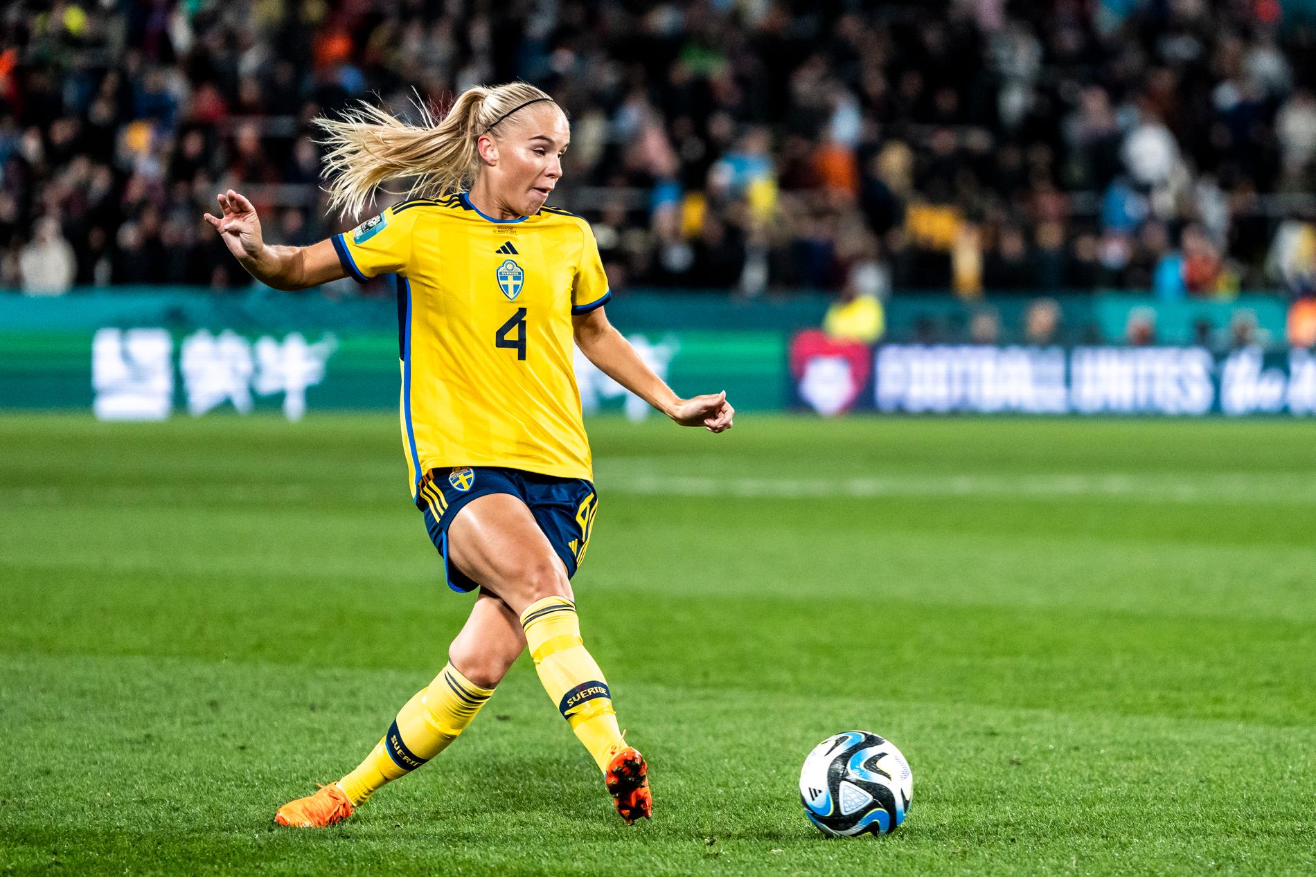 Stina Lennartsson i VM-matchen mot Argentina.
