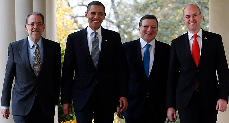 Javier Solana, Barack Obama, Jose Manuel Barroso och Fredrik Reinfeldt.