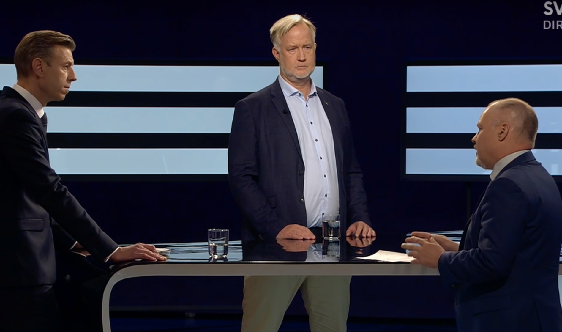 Pehrson och Johansson under debatten i SVT. 