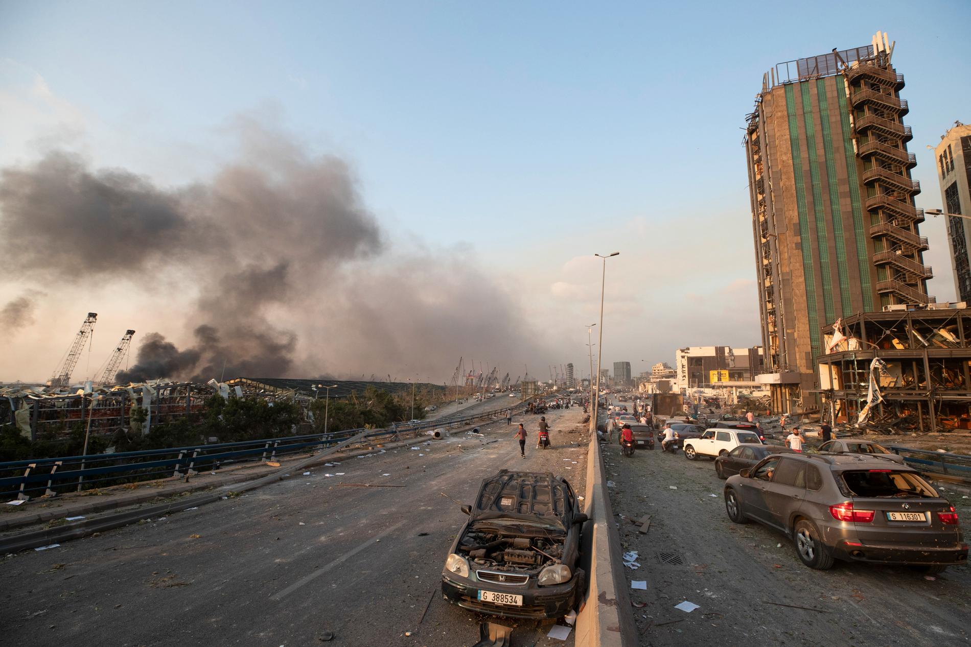 Explosionen inträffade i hamnområdet i Beirut.