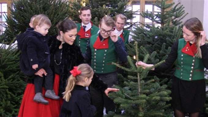 Kronprinsessan med familj väljer julgran.
