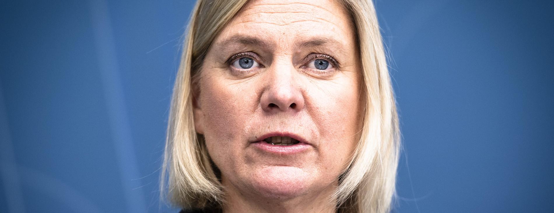  Finansminister Magdalena Andersson (S) presenterar övergångsregeringens budget under en pressträff i Stockholm. 