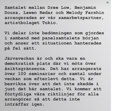 Järvaveckans uttalande på sociala medier. 