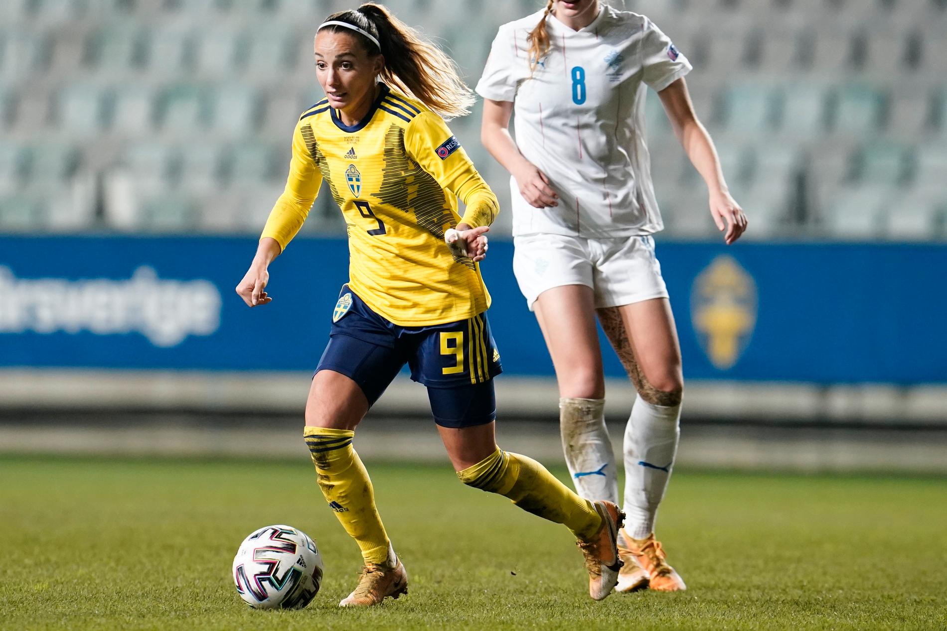 Kosovare Asllani under tisdagens EM-kvalmatch i fotboll mellan Sverige och Island på Gamla Ullevi.