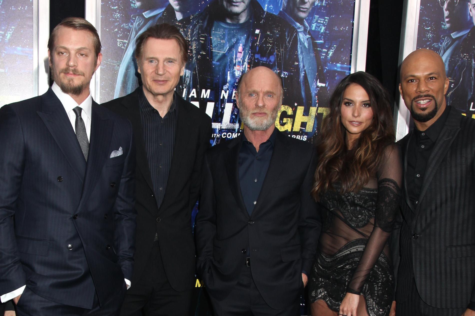 Kinnaman, Liam Neeson, Ed Harris, Genesis Rodriguez och Common i ”Run all night”.