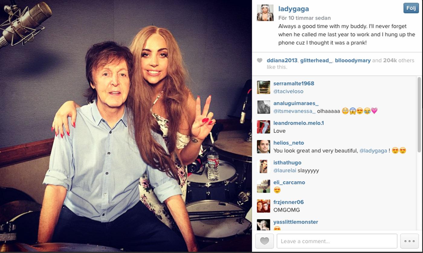 Paul McCartney och Lady Gaga i studion.