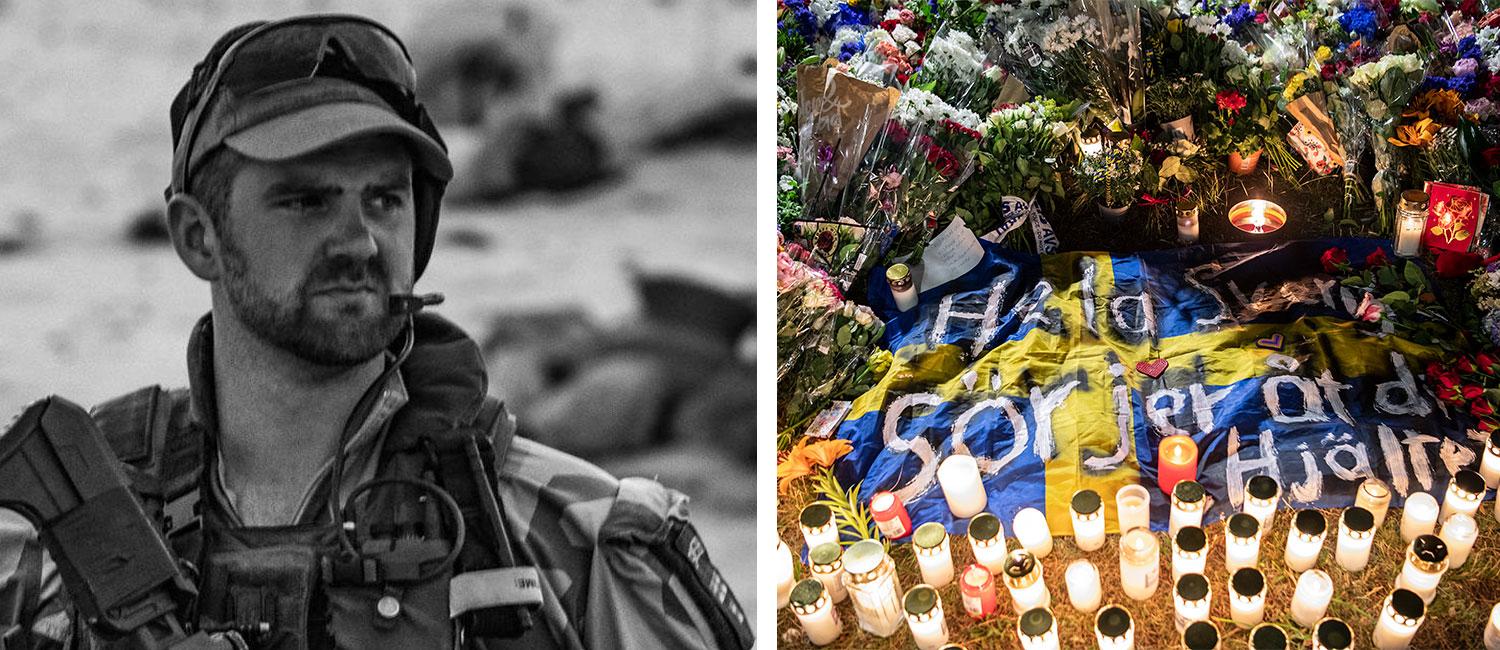 Polismannen Andreas Danman blev 33 år gammal. Efter dödsskjutningen sökte sig många till mordplatsen för att sörja, lämna blommor och tända ljus. 
