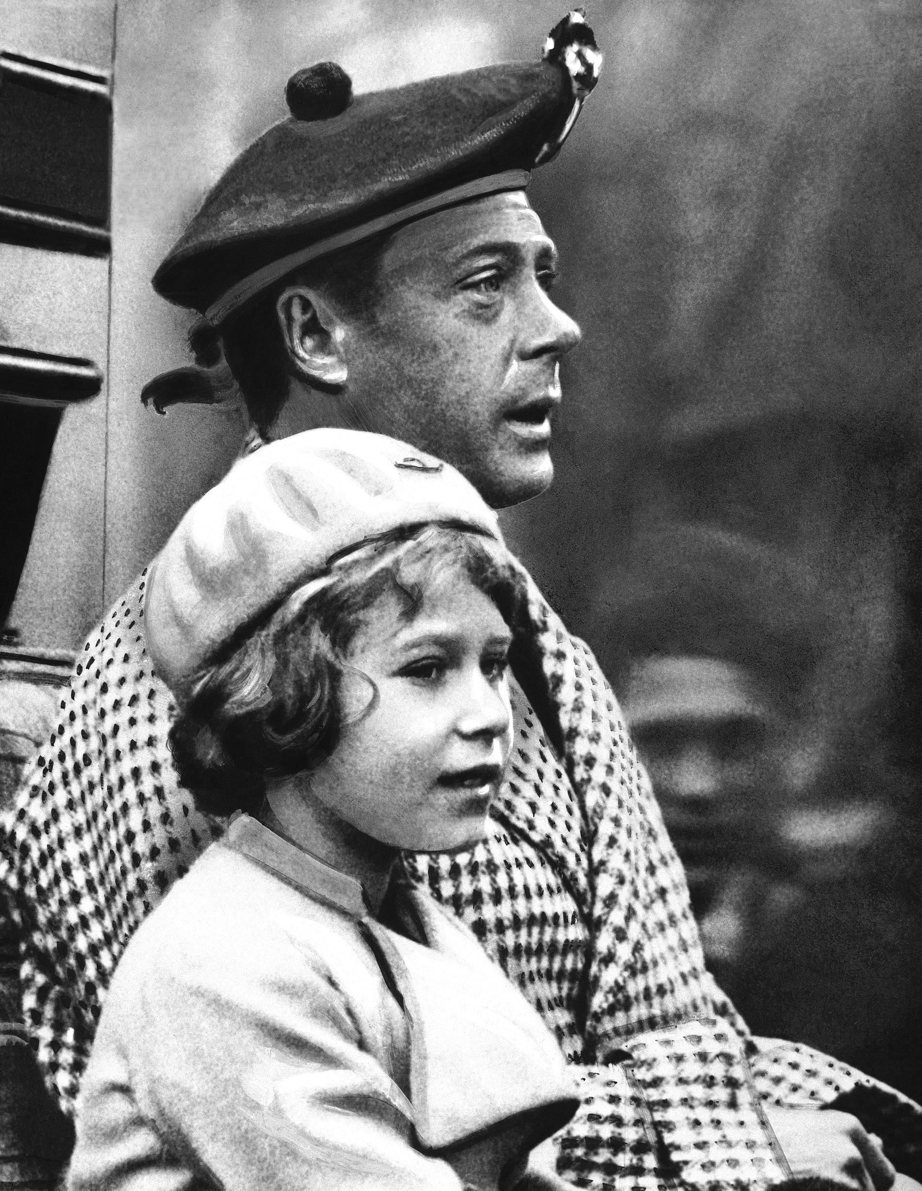 Elizabeth tillsammans med sin farbror, prins Edward, 1933. 