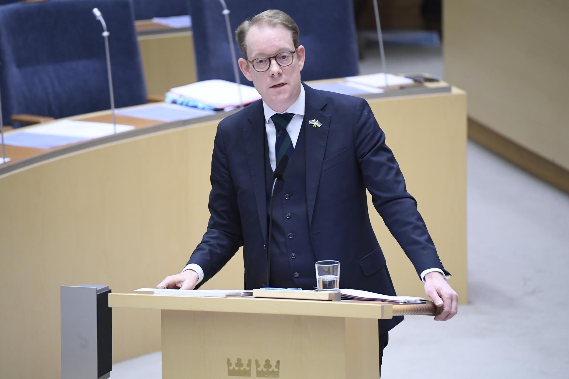 Tobias Billström under onsdagens debatt.