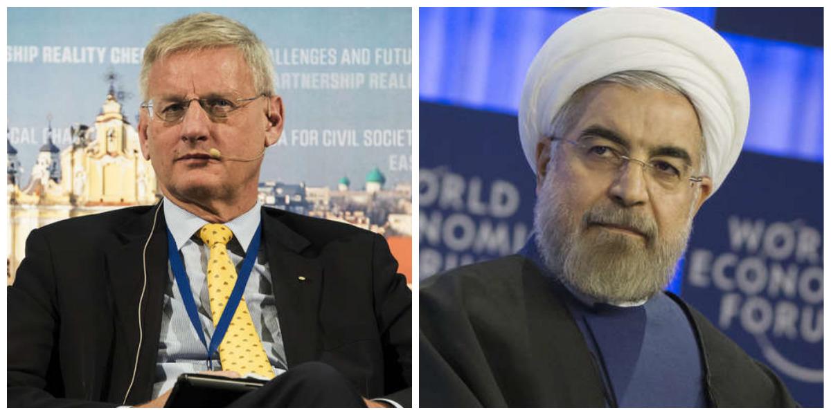 Kommer Carl Bildt att våga ta upp mänskliga rättigheter när han träffar Irans president Hassan Rouhani?
