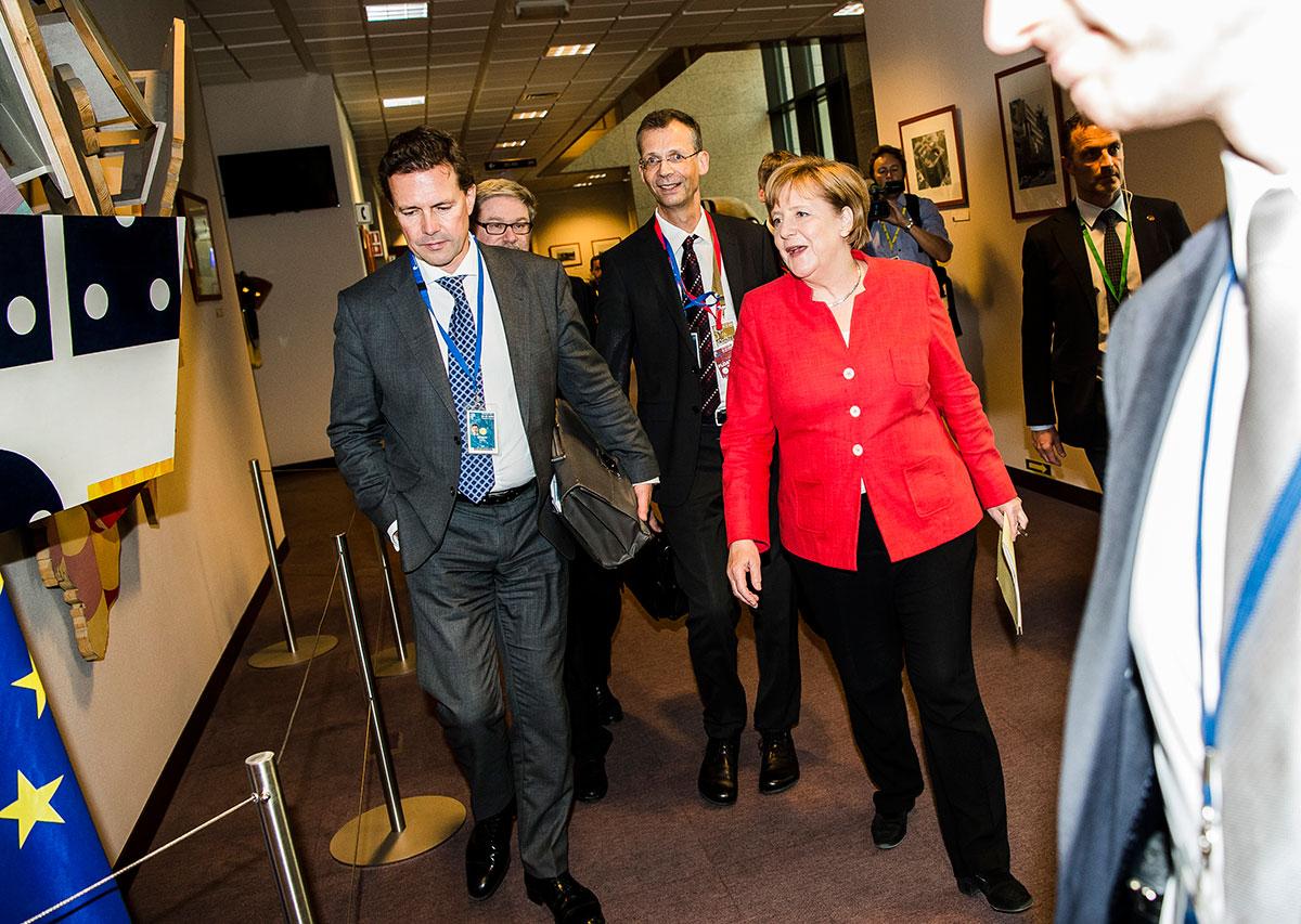 Tysklands förbundskansler Angela Merkel i samband med EU-toppmötet.