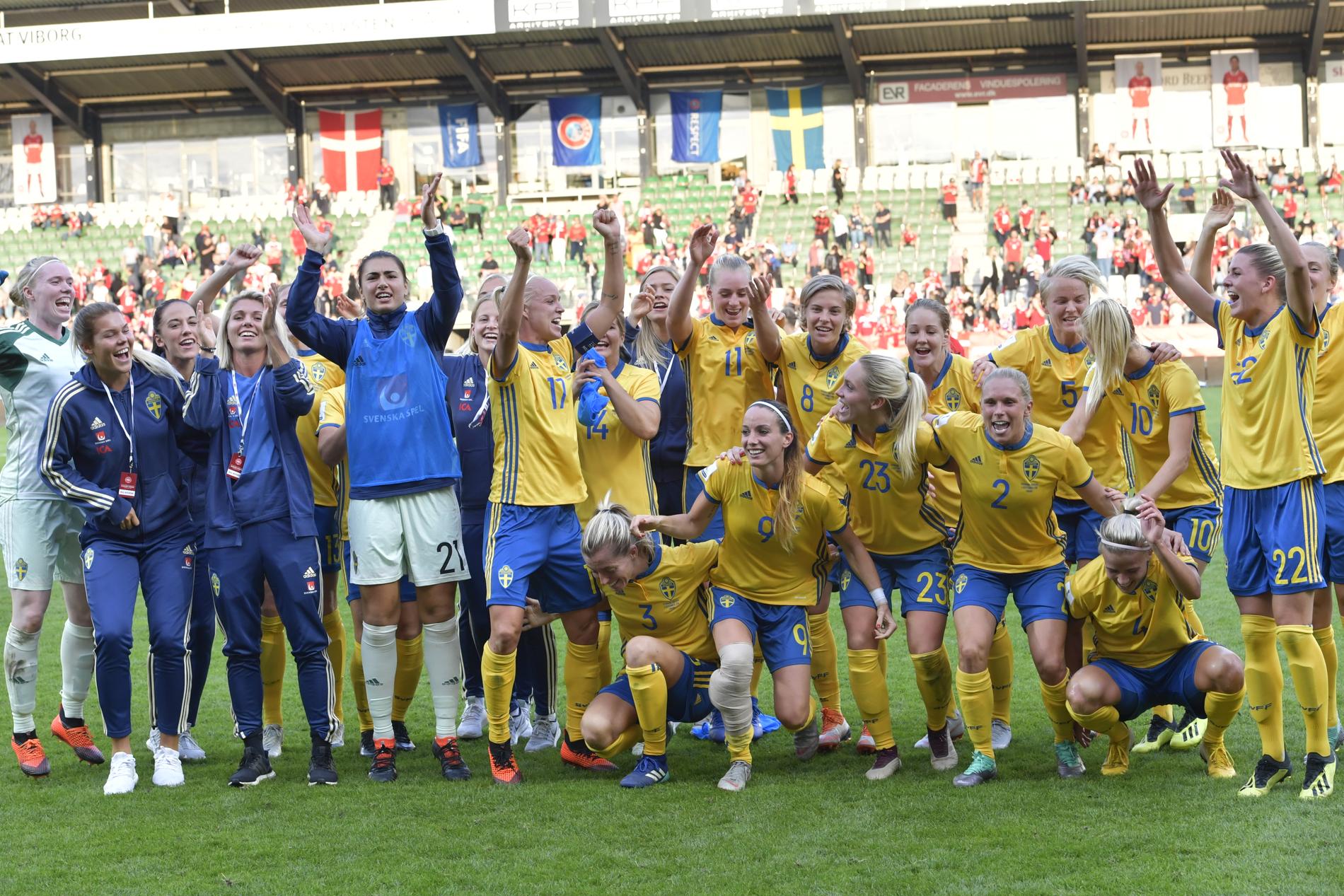Sverige firar efter VM-avanccemanget.