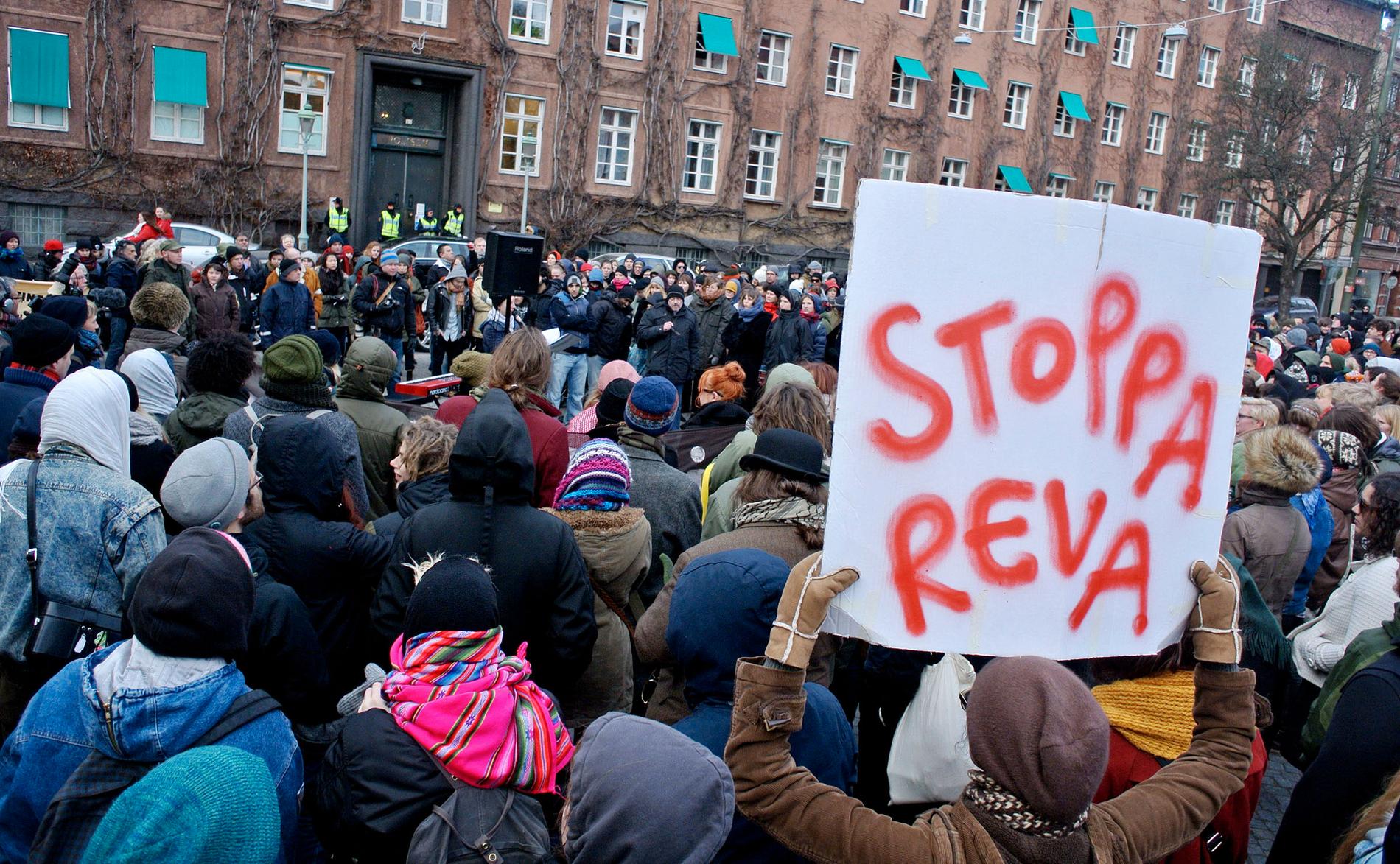 Demonstration mot Reva-projektet i Malmö 2013.