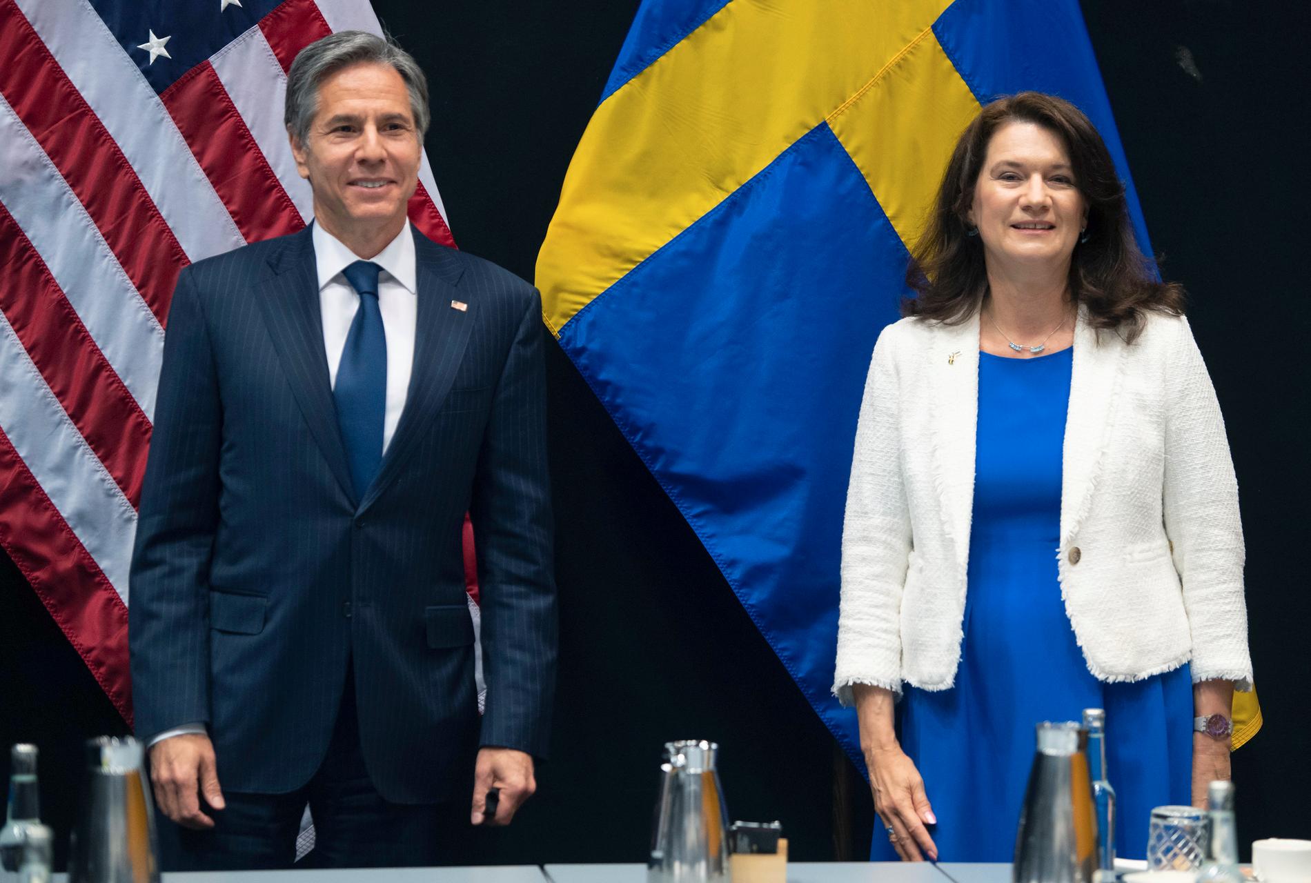 USA:s utrikesminister Antony Blinken och Sveriges utrikesminister Ann Linde.