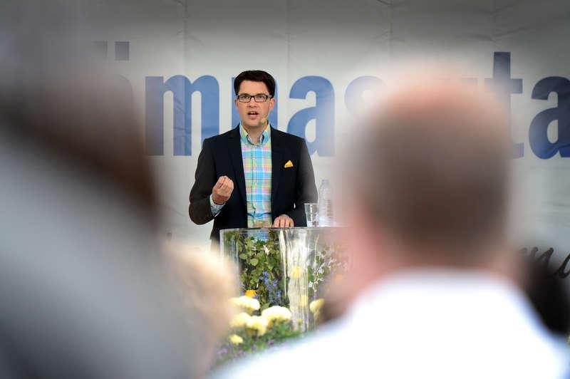 DRÖMMARE Jimmie Åkesson försökte framstå som en bred politiker i gårdagens tal.