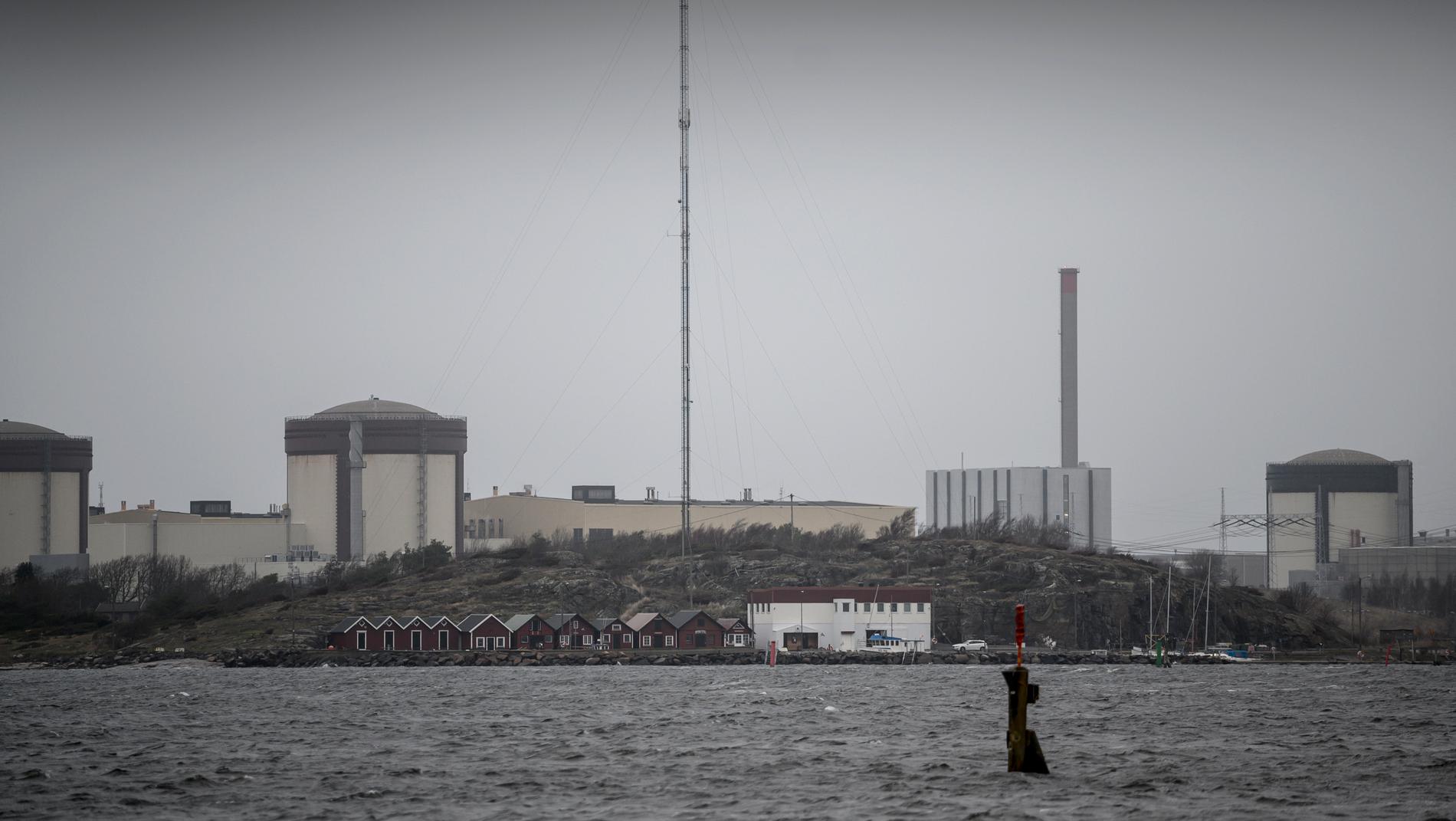 Ringhals kärnkraftverk, vid Kattegatt norr om Varberg. Från vänster ses reaktor 3, reaktor 4, reaktor 1 (fyrkantig) och reaktor 2. Reaktorerna 1 och 2 är permanent stängda. Arkivbild.