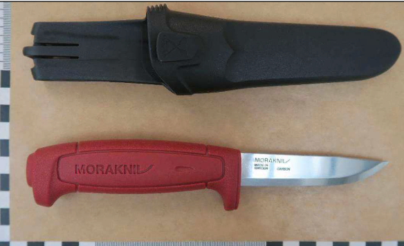 Kniven som gärningsmannen använde vid attacken.