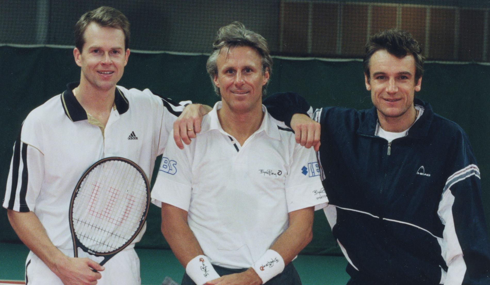 Trio i tenniskungar: Stefan Edberg, Björn Borg och Mats Wilander. Året var 2010.