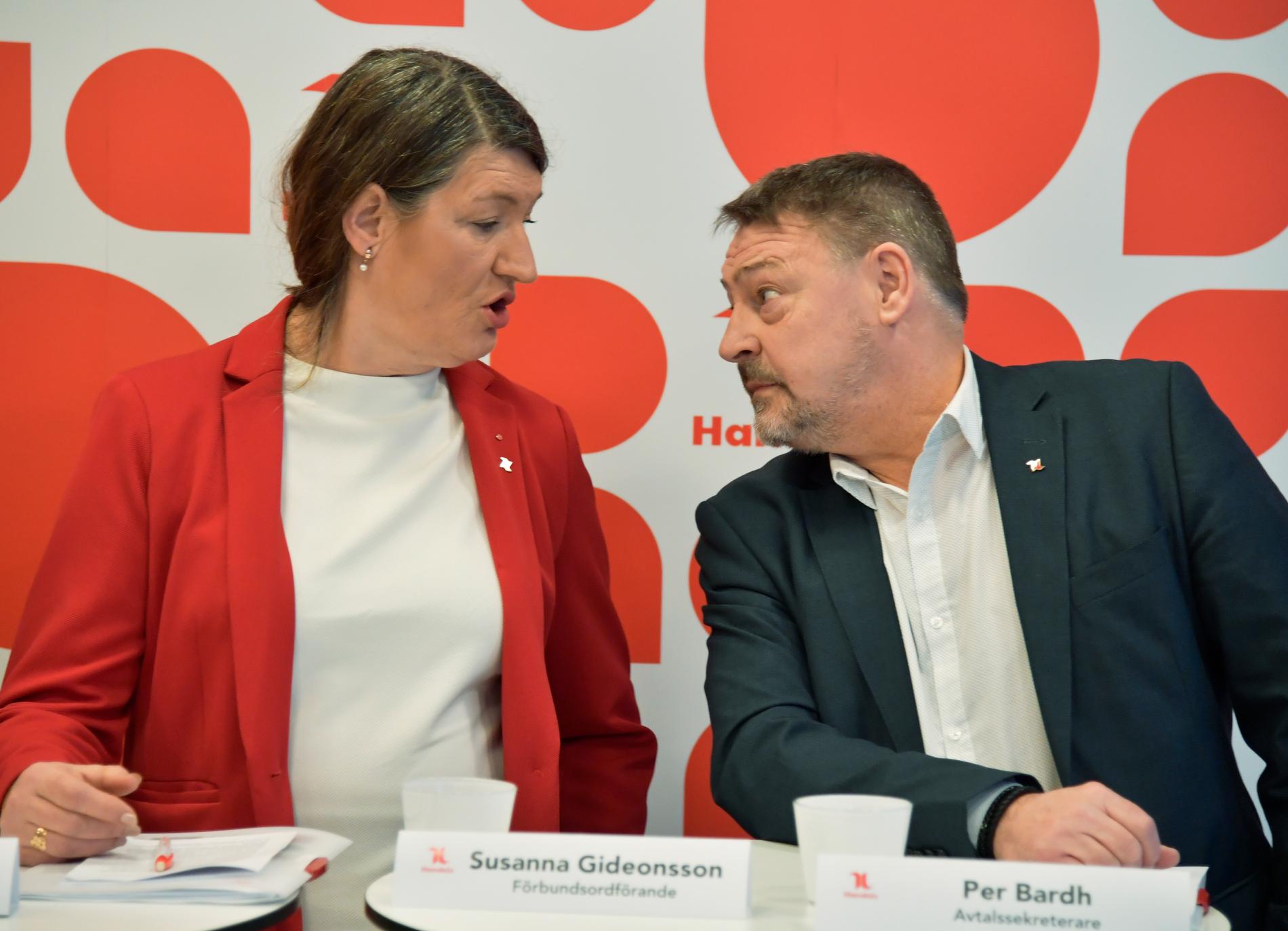 Susanna Gideonsson, ordförande Handels, och avtalssekreterare Per Bardh laddar för lönerörelse.