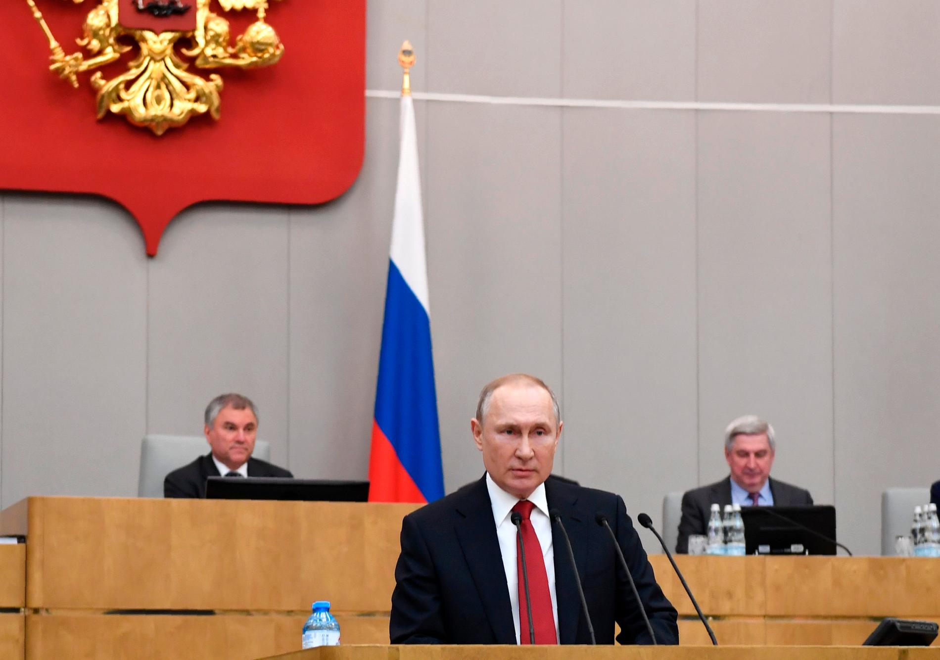 Vladimir Putin talade i statsduman på tisdagen.