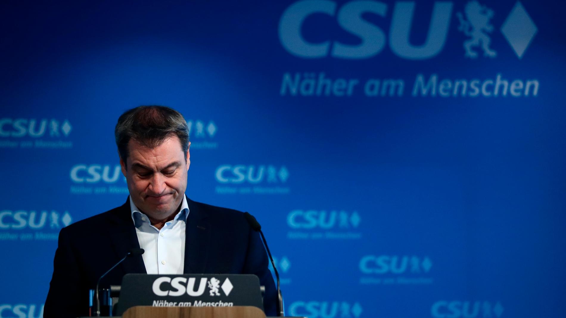 Markus Söder under presskonferensen där han meddelade att han accepterar CDU:s beslut.